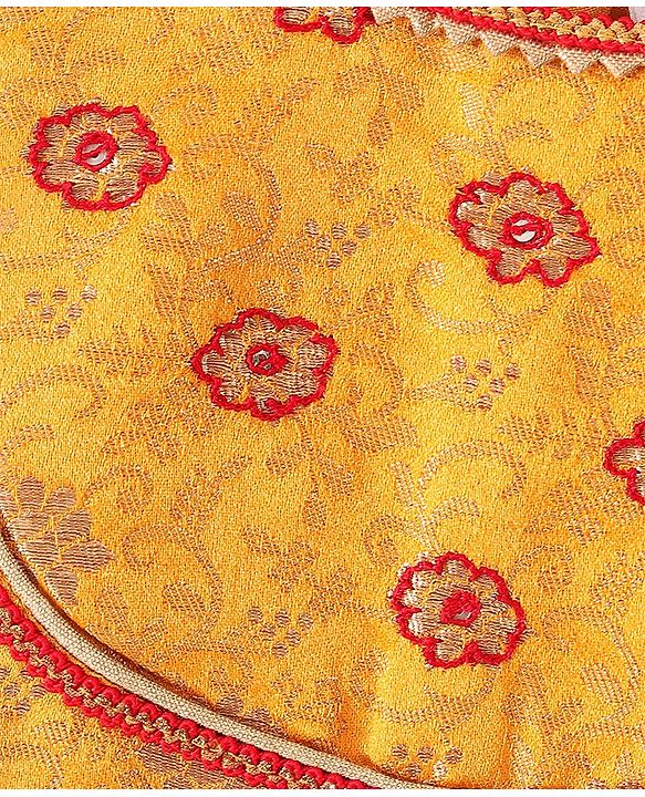 Babyhug Woven Three Fourth Lehenga Choli And Dupatta Floral Embroidered - Orange & Red
