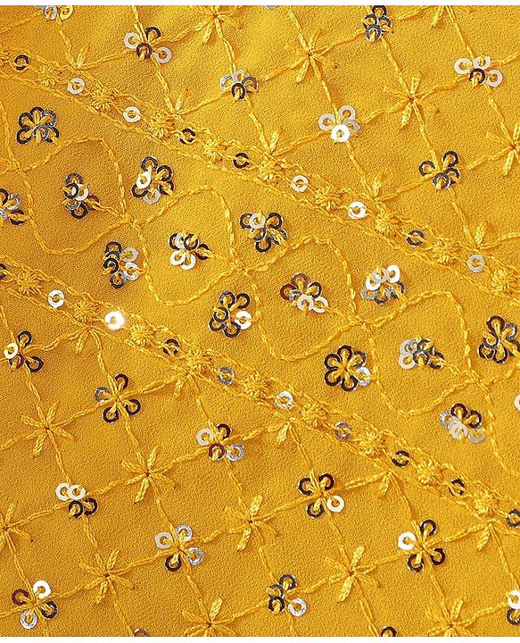 Babyhug Woven Three Fourth Lehenga Choli And Dupatta Floral Embroidery & Sequine Detailing - Yellow