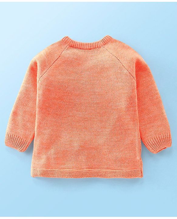 Babyhug Full Sleeves Sweater & Pajama Set with Knitted Design - Orange