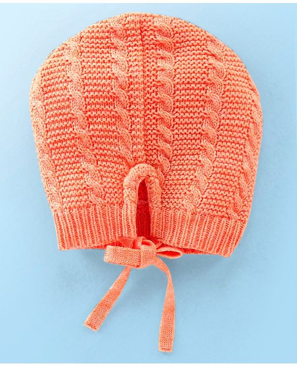 Babyhug Full Sleeves Sweater & Pajama Set with Knitted Design - Orange