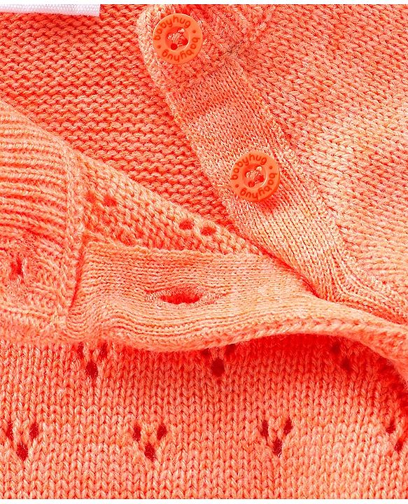 Babyhug Full Sleeves Sweater & Pajama Set with Knitted Design - Orange