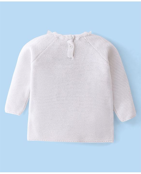 Babyhug Full Sleeves Sweater Set Star Patch - Off White