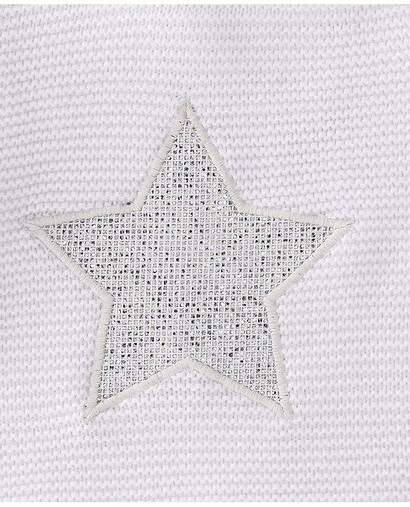 Babyhug Full Sleeves Sweater Set Star Patch - Off White