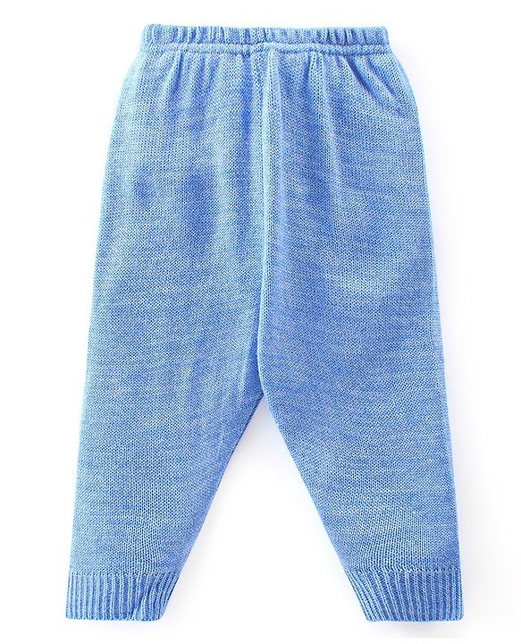 Babyhug Knitted Full Sleeves Sweater Set With Ikat Print - Blue