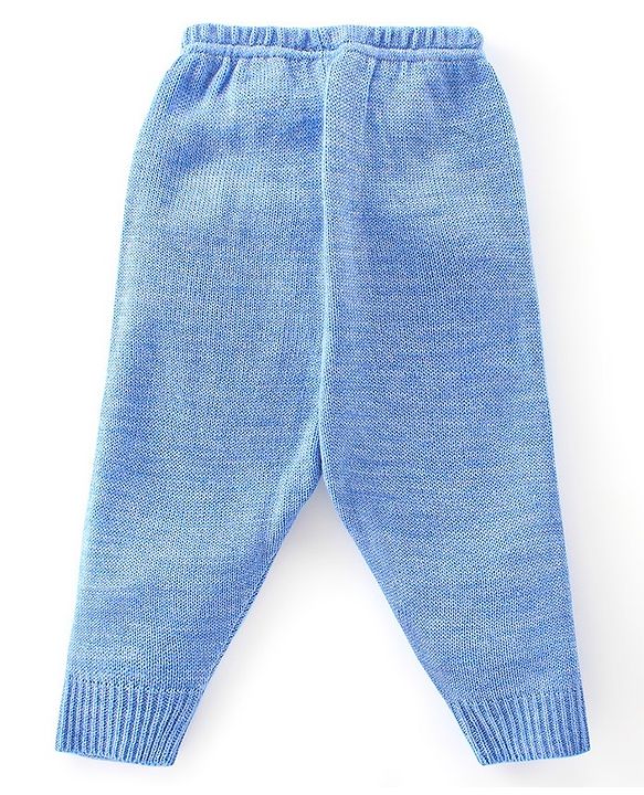 Babyhug Knitted Full Sleeves Sweater Set With Ikat Print - Blue
