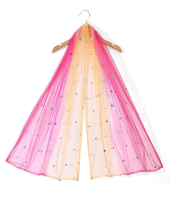 Babyhug Sleeveless Embroidered Choli with Sequenced Lehenga & Dupatta Set -Yellow & Red