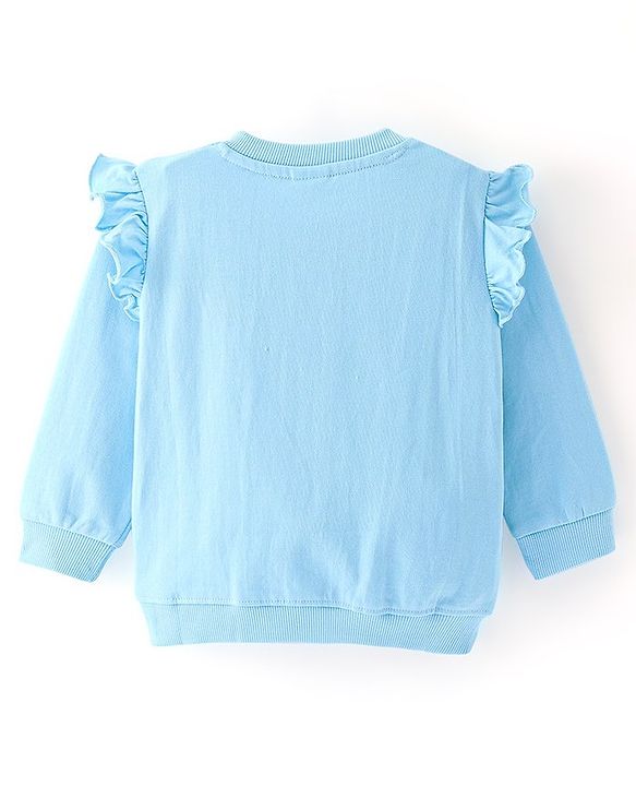 Babyhug 100% Cotton Knit Full Sleeves Sweatshirt With Text Graphics - Blue