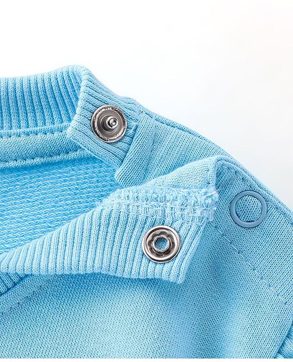 Babyhug 100% Cotton Knit Full Sleeves Sweatshirt With Text Graphics - Blue