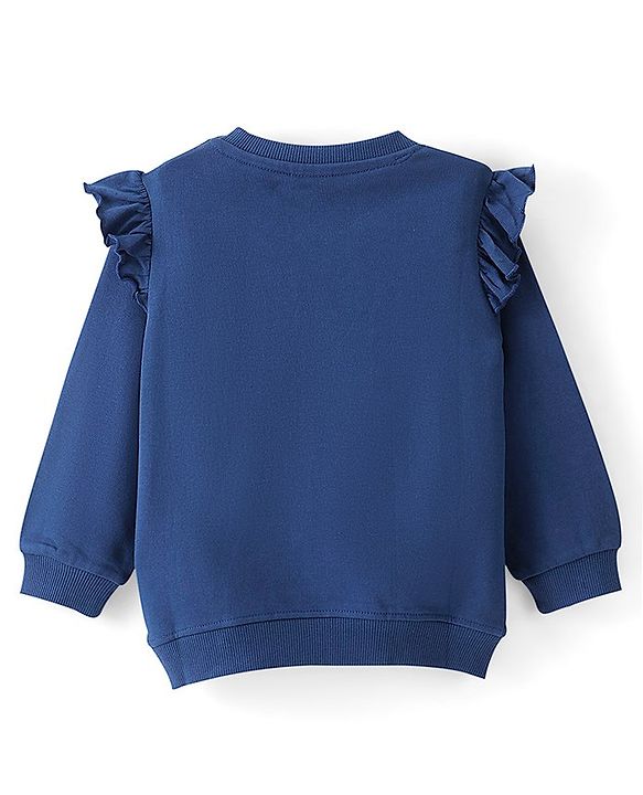 Babyhug 100% Cotton Knit Full Sleeves Sweatshirt With Text Graphics - Navy Blue