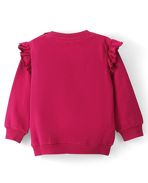 Babyhug 100% Cotton Knit Full Sleeves Sweatshirt With Rainbow Graphics - Red