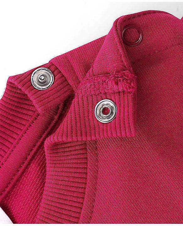 Babyhug 100% Cotton Knit Full Sleeves Sweatshirt With Rainbow Graphics - Red
