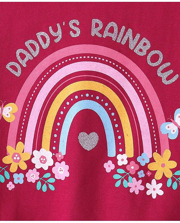 Babyhug 100% Cotton Knit Full Sleeves Sweatshirt With Rainbow Graphics - Red
