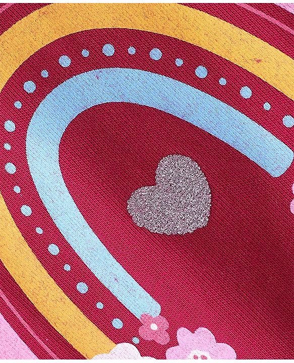 Babyhug 100% Cotton Knit Full Sleeves Sweatshirt With Rainbow Graphics - Red