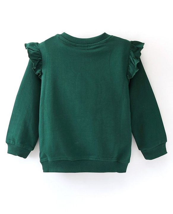 Babyhug Cotton Knit Full Sleeves Sweatshirt with Text Graphics Print - Green
