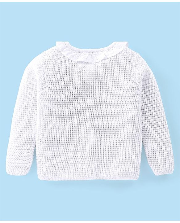 Babyhug Full Sleeves Front Open Sweater with Birds Design - OffWhite