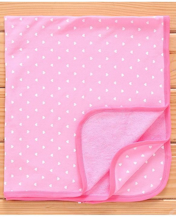 Babyhug Terry Knit Towel with Polka Dot Print L 76.2 X B 76.2 cm- Pink