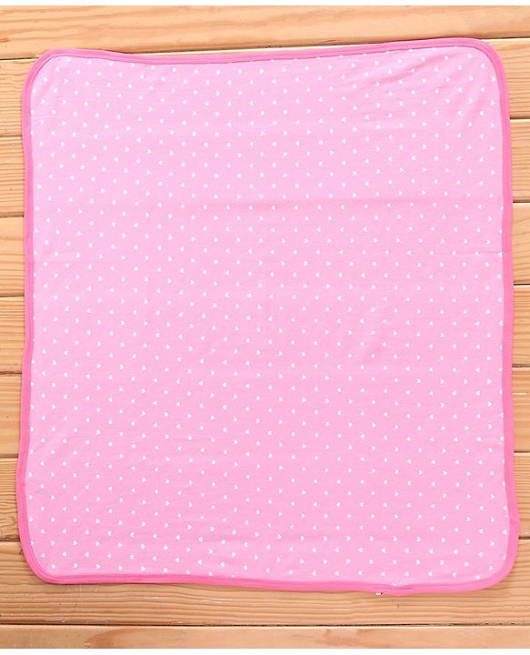 Babyhug Terry Knit Towel with Polka Dot Print L 76.2 X B 76.2 cm- Pink