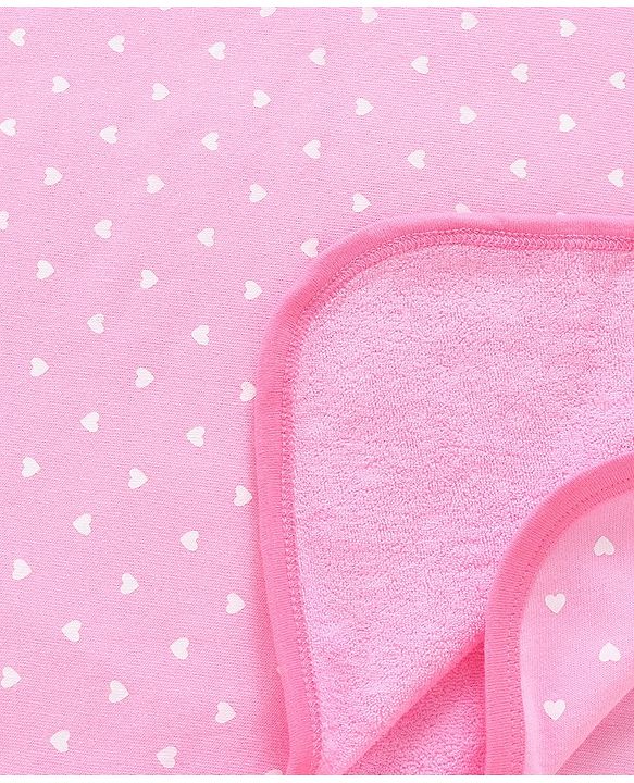 Babyhug Terry Knit Towel with Polka Dot Print L 76.2 X B 76.2 cm- Pink