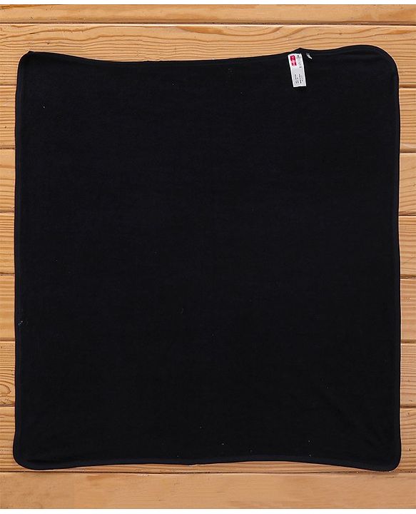 Babyhug Cotton Knit Terry Bow Print Towel - Black