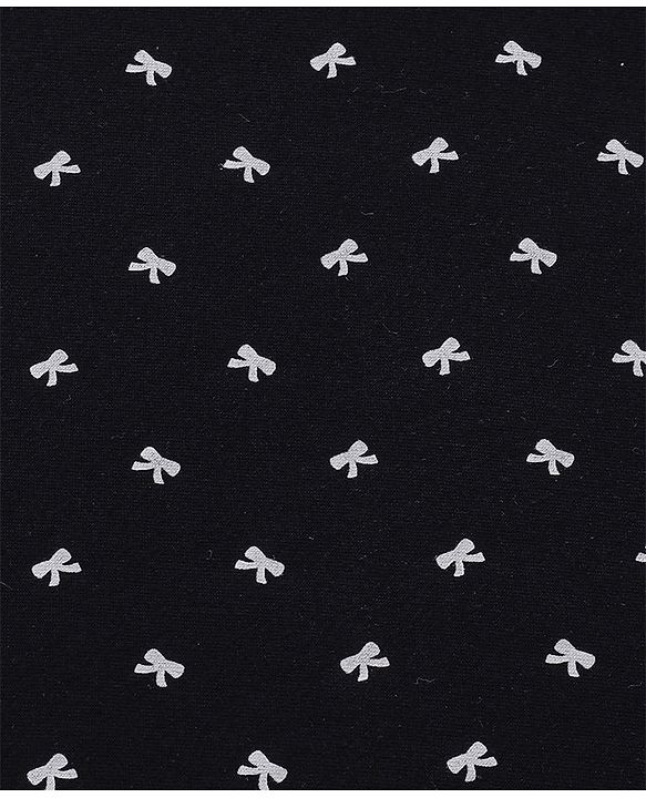 Babyhug Cotton Knit Terry Bow Print Towel - Black