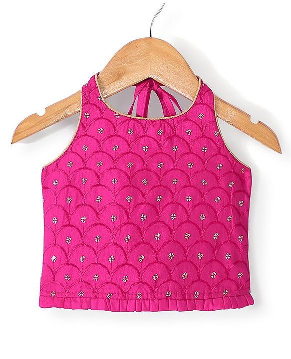 Babyhug Woven Sleeveless Choli & Lehenga Dupatta Gotta Patti & Sequine Detailing - Pink & Purple