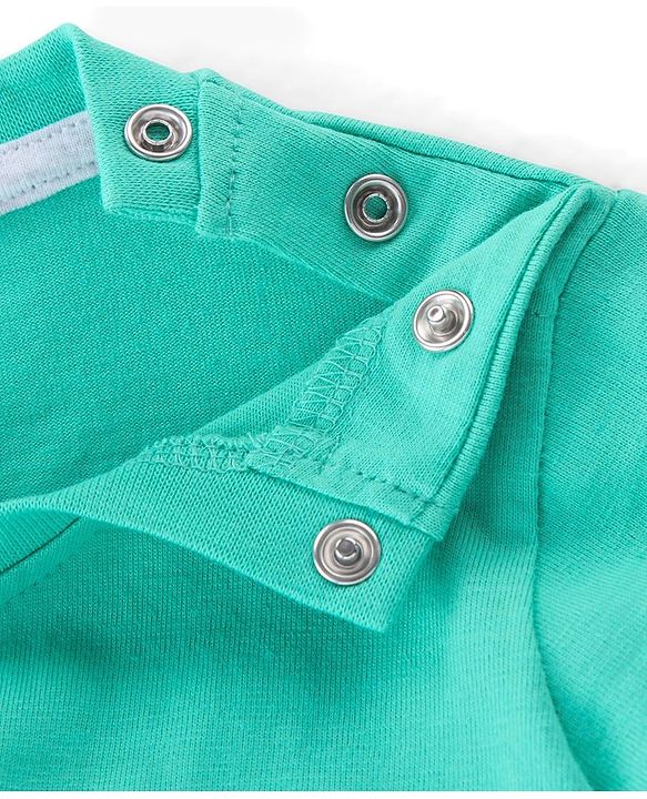 Babyhug 100% Cotton Knit Full Sleeves T-Shirt With Racoon Graphics - Green & Blue