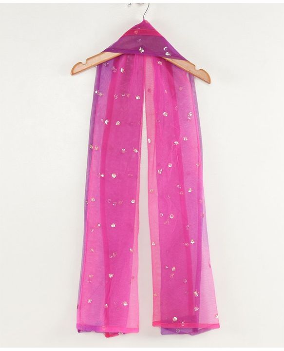 Babyhug Woven Three Fourth Sleeves Choli With Lehenga And Dupatta Brocade Detailing - Purple