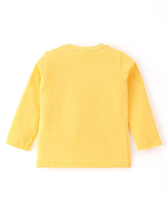 Babyhug 100% Cotton Full Sleeves T-Shirts with Bear Print & Striped Pack of 3 - Blue & Yellow
