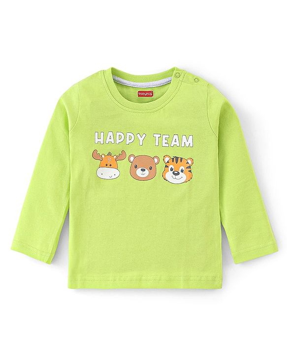Babyhug 100% Cotton Knit Full Sleeves T-Shirt Pack of 3 with Bear Graphics - Multicolour