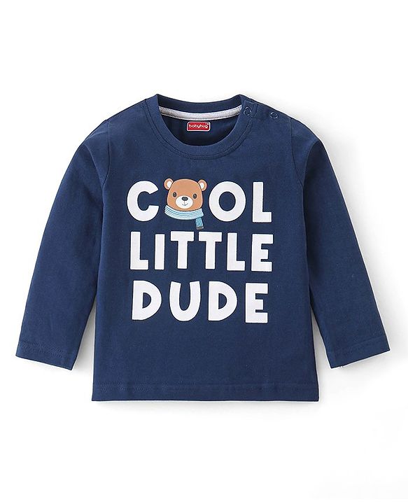 Babyhug 100% Cotton Knit Full Sleeves T-Shirt Pack of 3 with Bear Graphics - Multicolour