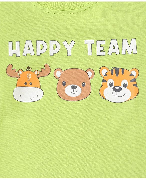 Babyhug 100% Cotton Knit Full Sleeves T-Shirt Pack of 3 with Bear Graphics - Multicolour