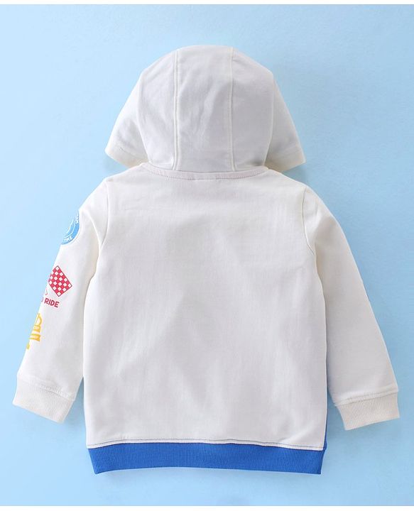 Babyhug 100% Cotton Knit Full Sleeves Hooded Jacket With Text Graphics - Multicolor
