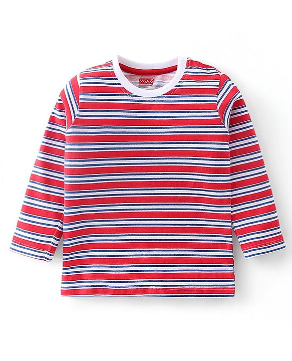 Babyhug Cotton Knit Full Sleeves Striped & Text Graphics T-Shirts Pack of 3 - Multicolour