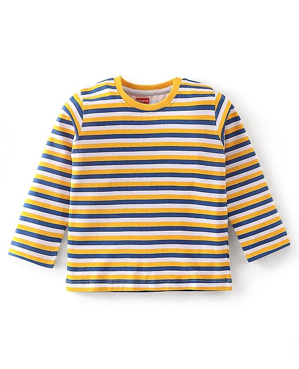 Babyhug Cotton Knit Full Sleeves Striped & Text Graphics T-Shirts Pack of 3 - Multicolour