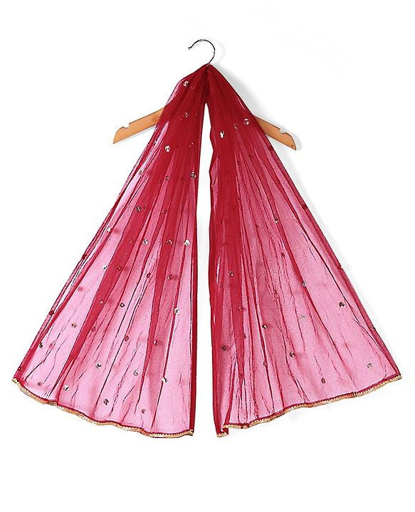 Babyhug Sleveless Chanderi Butti Angarkha Choli with Lehenga and Dupatta - Red