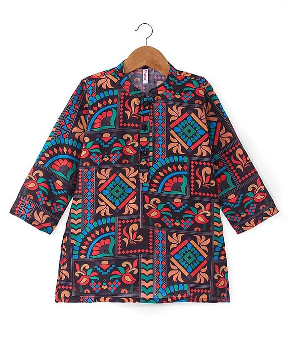 Babyhug Cotton Woven Full Sleeves Kurta Pyjama Set - Multicolor