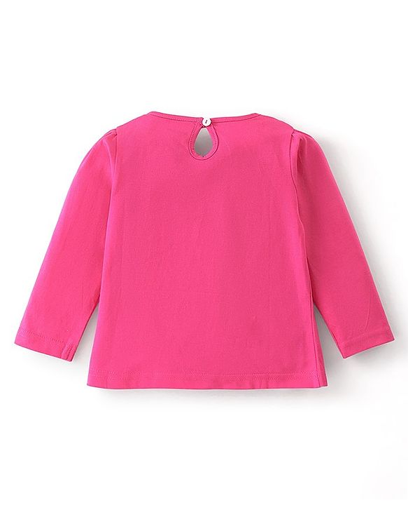 Babyhug Cotton Knit Full Sleeves T-Shirt with Unicorn Graphics - Fuchsia