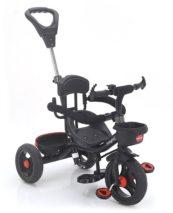 Babyhug Plug & Play Apache Tricycle with Parental Handle and Printed Canopy Military Theme - Green