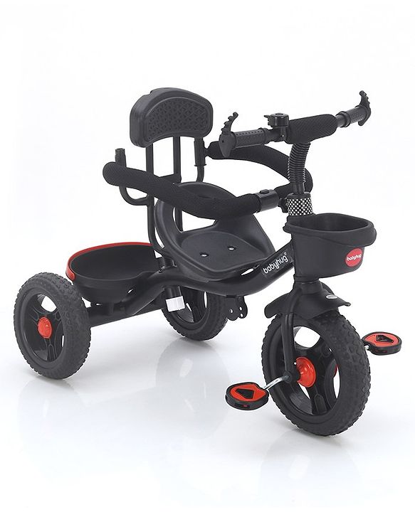 Babyhug Plug & Play Apache Tricycle with Parental Handle and Printed Canopy Military Theme - Green