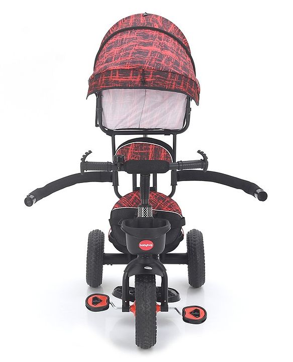 Babyhug Plug & Play Apache Tricycle with Parental Handle and Printed Canopy Military Theme - Green