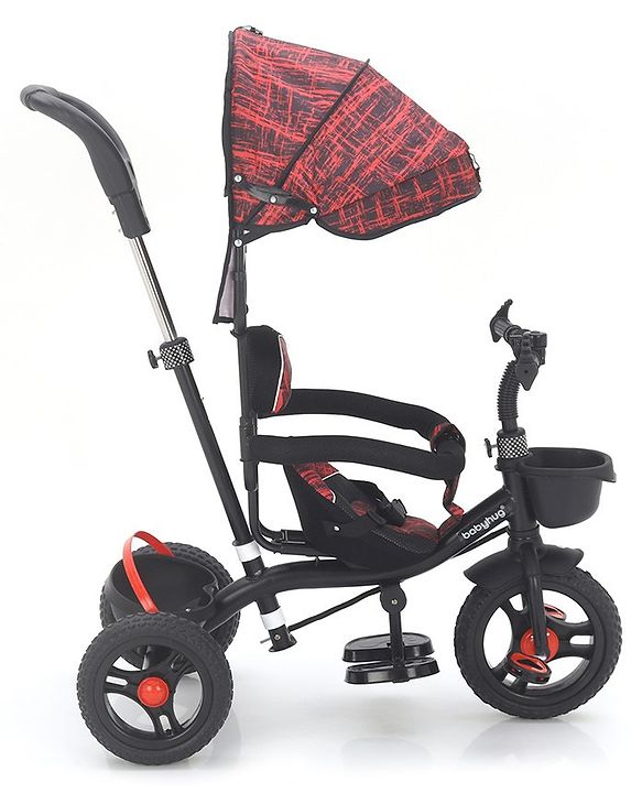 Babyhug Plug & Play Apache Tricycle with Parental Handle and Printed Canopy Military Theme - Green