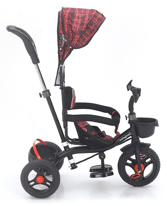 Babyhug Plug & Play Apache Tricycle with Parental Handle and Printed Canopy Military Theme - Green