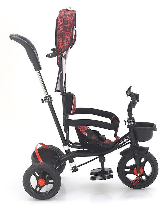 Babyhug Plug & Play Apache Tricycle with Parental Handle and Printed Canopy Military Theme - Green