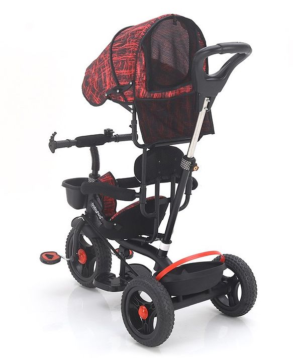 Babyhug Plug & Play Apache Tricycle with Parental Handle and Printed Canopy Military Theme - Green