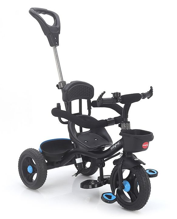 Babyhug Plug & Play Apache Tricycle with Parental Handle and Printed Canopy Military Theme - Green