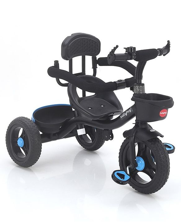 Babyhug Plug & Play Apache Tricycle with Parental Handle and Printed Canopy Military Theme - Green