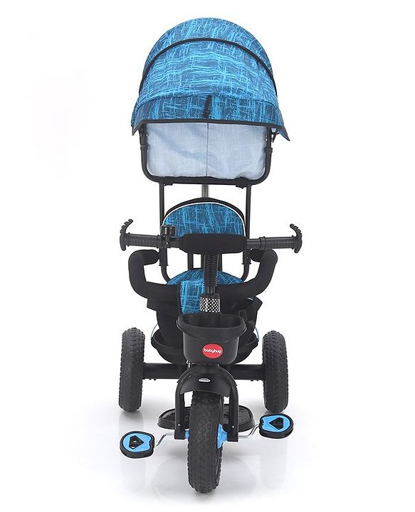 Babyhug Plug & Play Apache Tricycle with Parental Handle and Printed Canopy Military Theme - Green