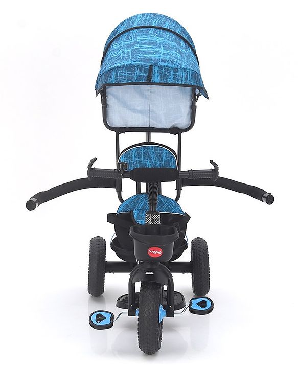 Babyhug Plug & Play Apache Tricycle with Parental Handle and Printed Canopy Military Theme - Green