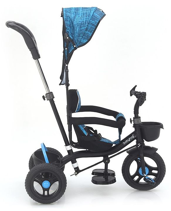 Babyhug Plug & Play Apache Tricycle with Parental Handle and Printed Canopy Military Theme - Green