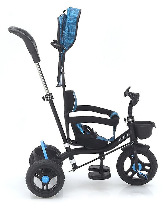 Babyhug Plug & Play Apache Tricycle with Parental Handle and Printed Canopy Military Theme - Green